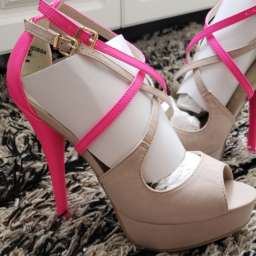 Pink Beige Platform heels stilettos
